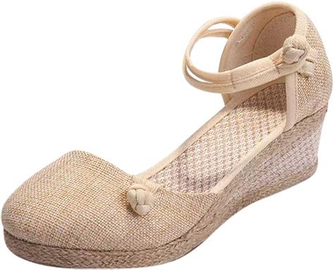 Womens Wedge Espadrille Sandals Strappy Criss Cross Closed Toe Low