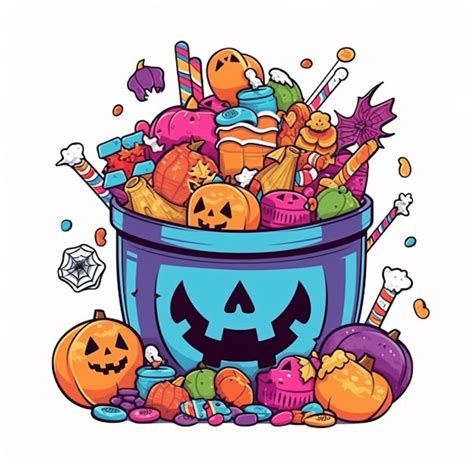 Premium Ai Image A Bucket Full Of Halloween Candy And Candies With A