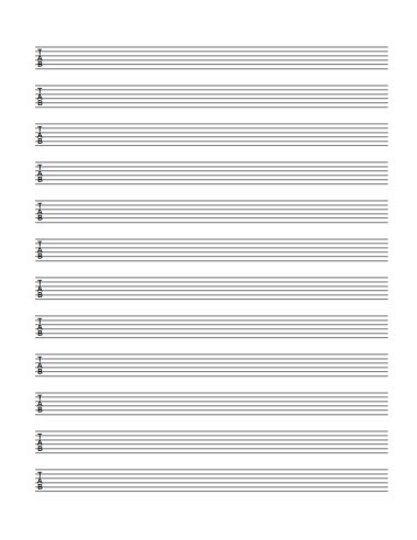 Blank Guitar Tablature Sheets