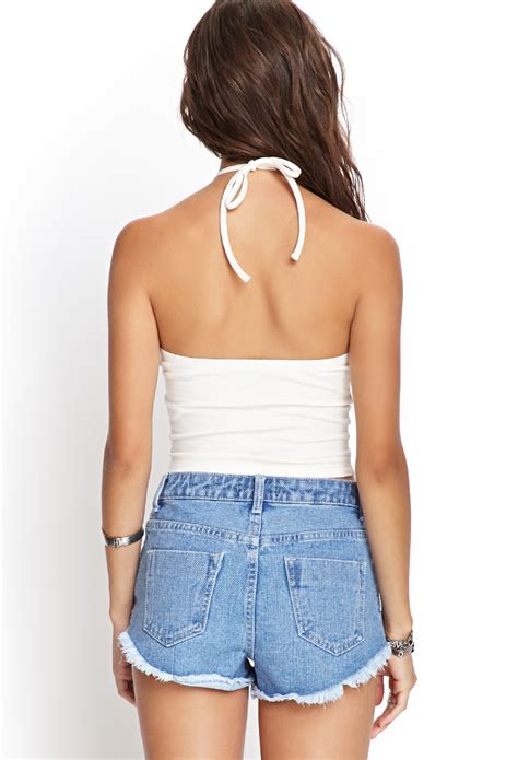 Lyst Forever 21 Halter Crop Top In White