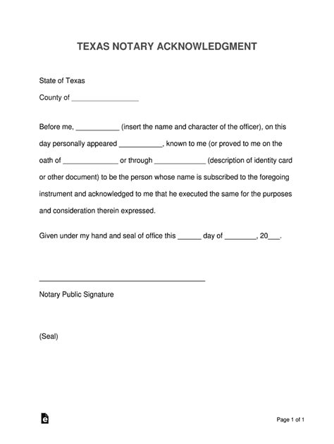 Tx Notary Acknowledgement Fill Online Printable Fillable Blank