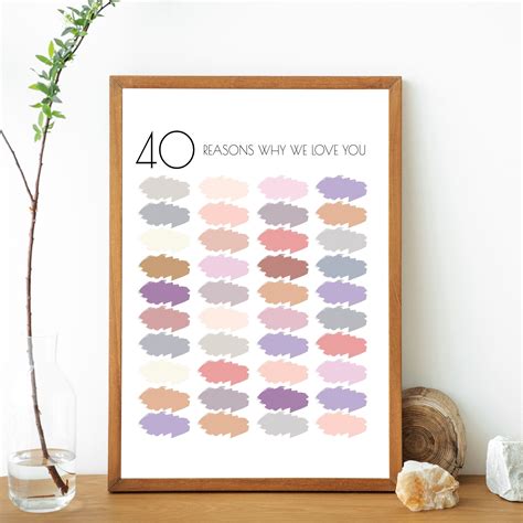 Printable 40 Reasons Why Wei Love You 40th Etsy 40th Birthday