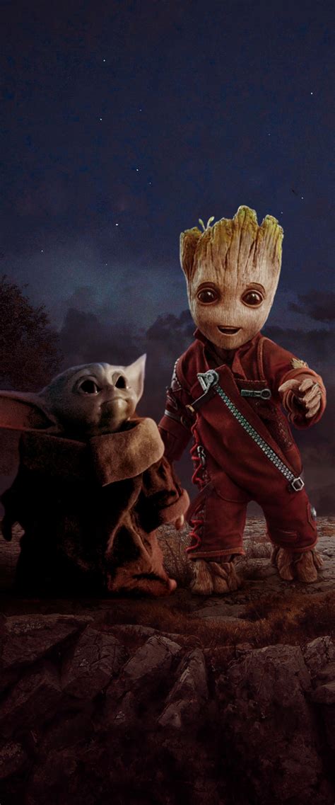 750x1800 Groot And Baby Yoda 750x1800 Resolution Wallpaper Hd
