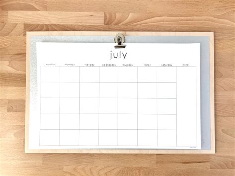 Printable 11x17 Monthly Calendar Instant Printable Simple Etsy