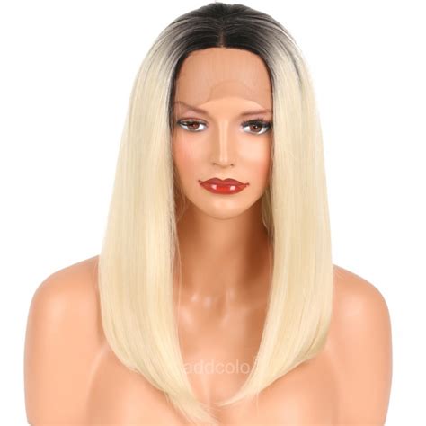 Synthetic Wigs 1B 613 Ombre Color Straight Lace Front Wig