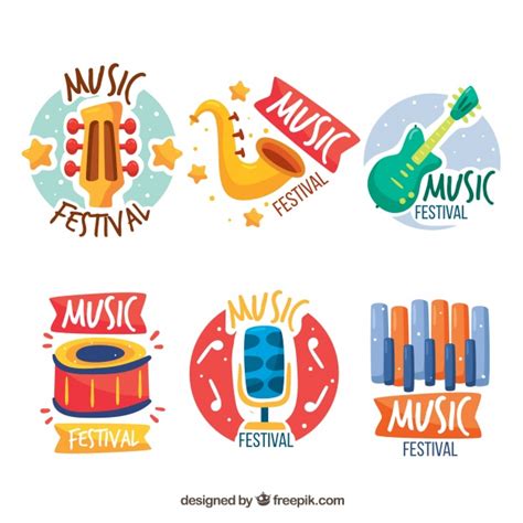 Music Festival Logo Collection With Flat Design Vector
