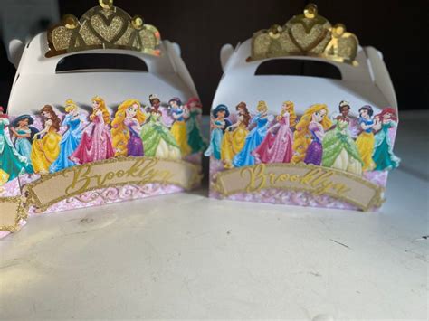 Princess Themed Favor Boxes Disney Princess Themed Candy Etsy