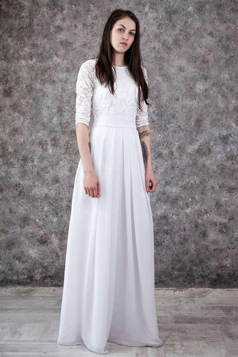 Inexpensive Wedding Dress White Lace Wedding Dress Floor Length