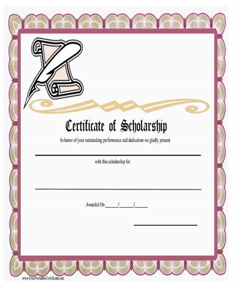 Editable Scholarship Award Certificate