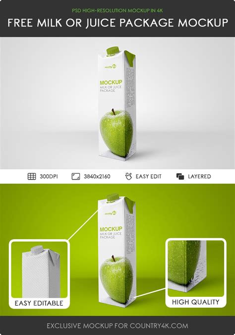 Download Free Milk or Juice Tetra Pack MockUp - Counrty4k