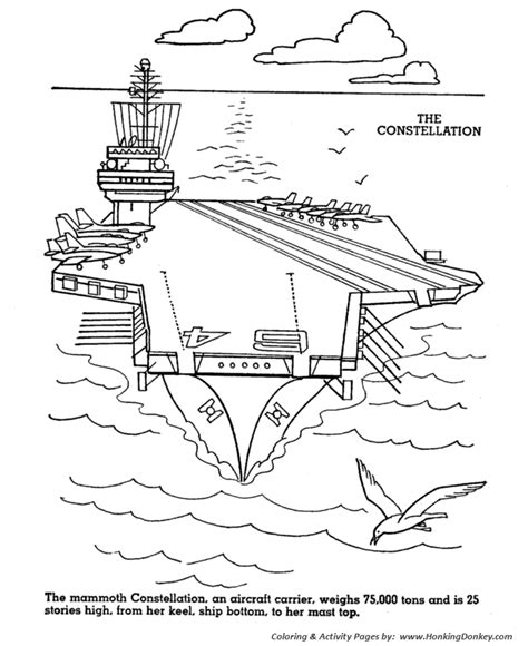 Gambar Armed Forces Day Coloring Pages Navy Aircraft Carrier Page Army