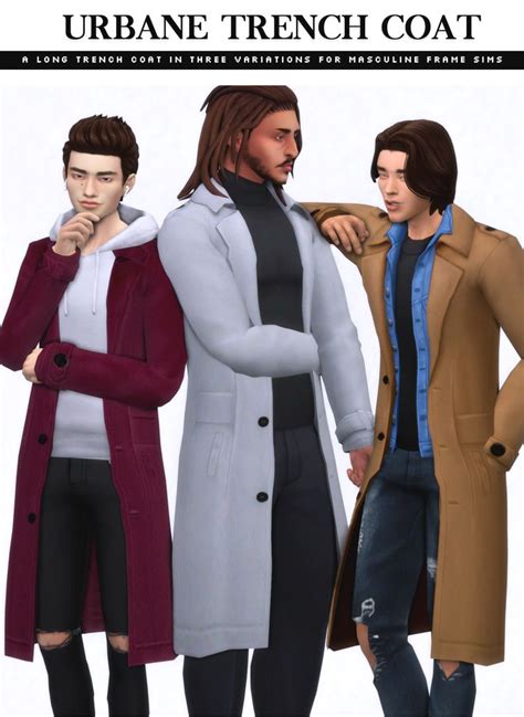 Urbane Trench Coat Set Nucrests On Patreon In 2022 Sims 4 Men