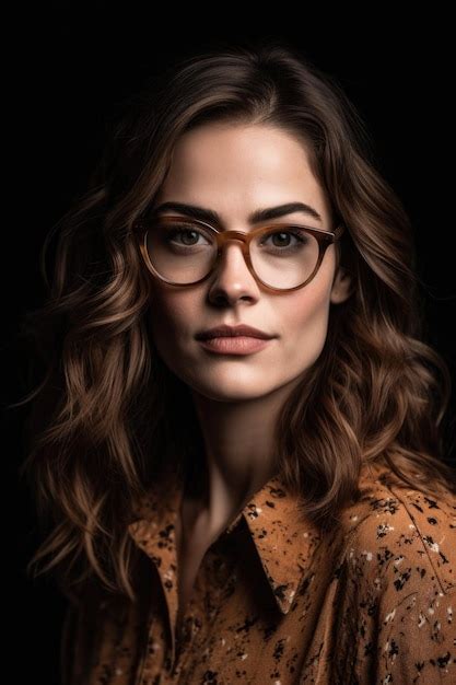 Premium Ai Image Shot Of A Beautiful Woman Wearing Glasses In The Studio