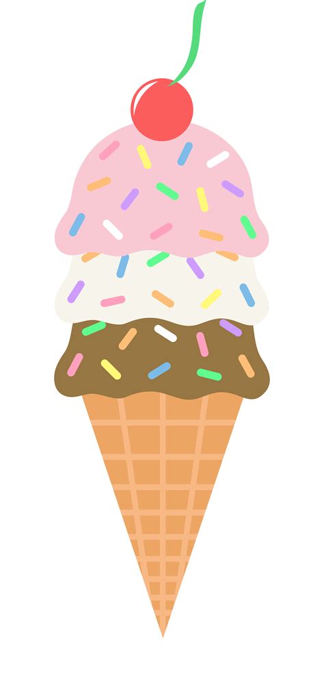 Neapolitan Ice Cream Cone With Sprinkles Free Clip Art Ice Cream