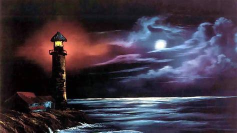 Lighthouse Stormy Night Moon Ocean Island Sky Storm Lighthouse