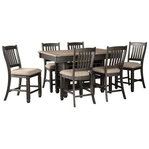 Create a more inviting outdoor space with new small balcony furniture. Benchcraft Tyler Creek Relaxed Vintage 7-Piece Counter Table with Wine Storage and Stool Set ...