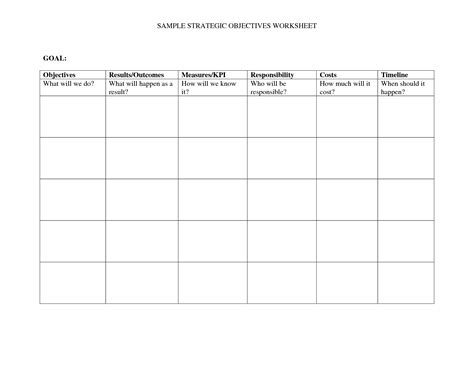 7 Strategic Goal Planning Worksheet