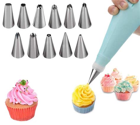 Buy RTAD 12 PC Cake Decorating Nozzle With Piping Bag Stainless Steel