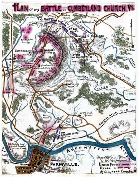 Battle Plan Of Cumberland Church Or Farmville Virginia