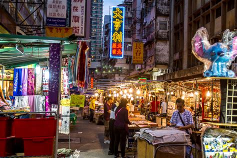 Hong Kong Night Market Shopping Russell Freeman Stock