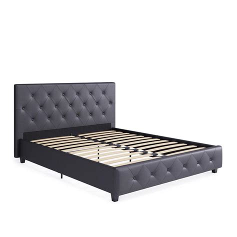Dhp Dakota Upholstered Platform Bed Queen Size Frame In Gray Faux