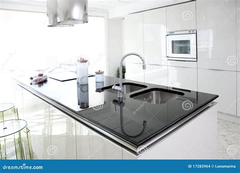 Modern White Kitchen Clean Interior Design Stock Photo Image Of Decor