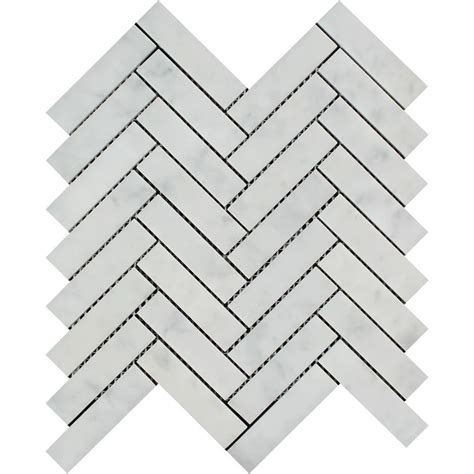 A White Marble Herringle Tile Pattern