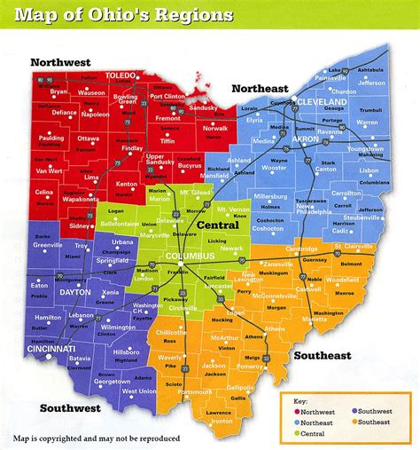 Map Showing Ohio Regions Ohio Stock Photography