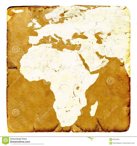 Map Of Africa And Europe Blank In Old Style Brown Graphics In A Retro