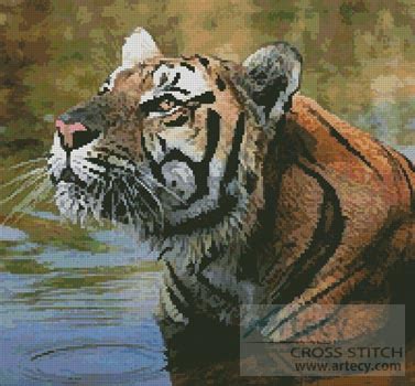Artecy Cross Stitch Bengal Tiger Counted Cross Stitch Pattern To Print