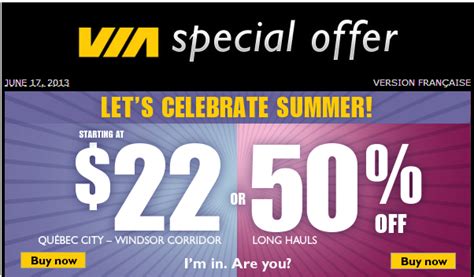 Via Rail Canada Two Offers To Enjoy Summer | Canadian Freebies, Coupons