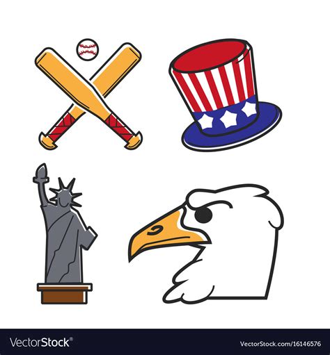 Most Common Symbols Of United States Of America Vector Image
