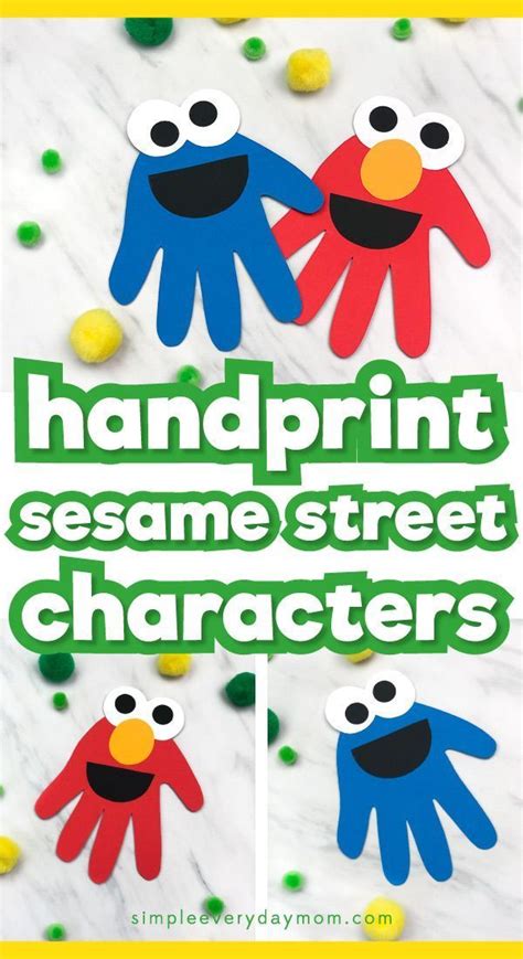 Handprint Cookie Monster And Elmo Craft For Kids Sesame Street Crafts