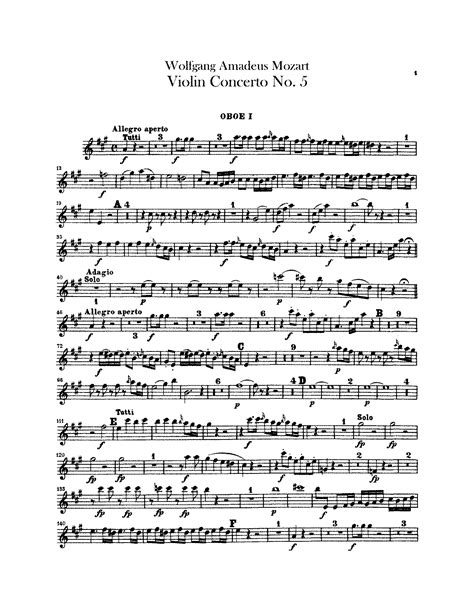 Violin Concerto No5 In A Major K219 Mozart Wolfgang Amadeus