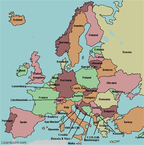 Europe Labeled Map Maps Capital