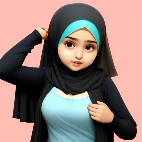 Generator Seni Ai Dari Teks Cute Hijab Girl With Exposed Breasts And Squeeze Img