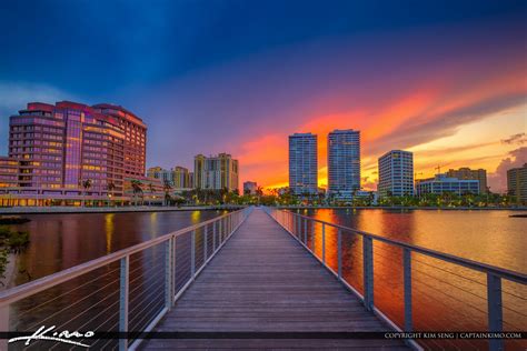West Palm Beach Florida Skyline From South Cove Natural Area Sun