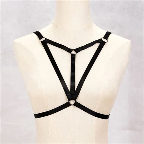 new black lady body harness top goth bondage cage lingerie elastic bra sexy binding belt