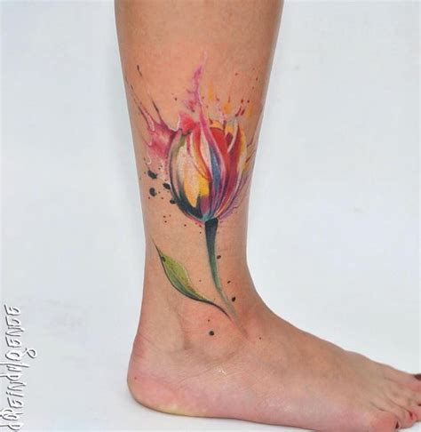 Watercolor Tulip Tattoo Inkstylemag Tulip Tattoo Elegant Tattoos