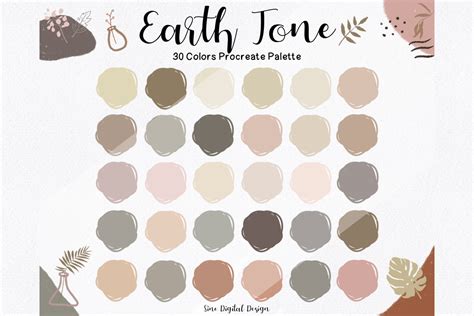 Earth Tone Color Palette For Procreate Gráfico Por Sinedigitaldesigns