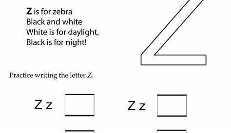 printable letter z worksheets for kindergarten