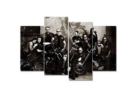 4 Panel Large Hd Printed Sons Anarchy Soa Samcro Wall Art Pictures