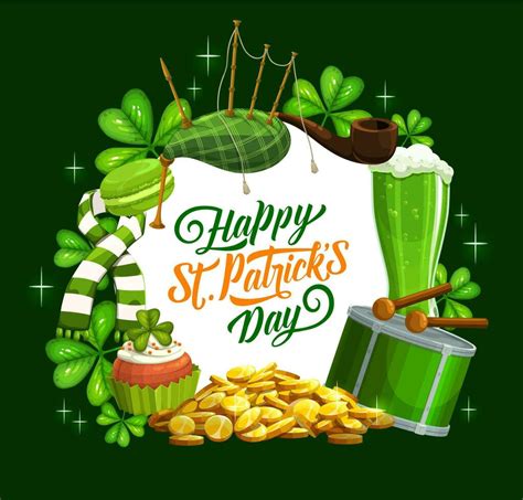 Happy St Patrick Day Banner Irish Bagpipes 23555219 Vector Art At Vecteezy