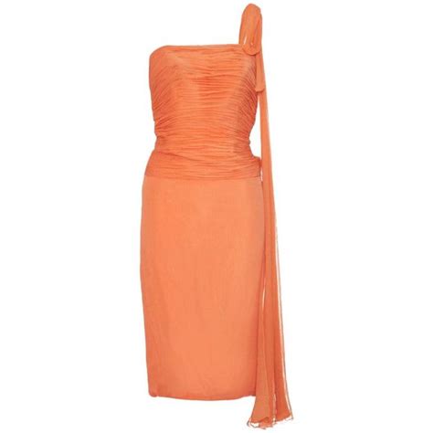 1950s 60s harrods orange silk georgette dress with asymmetrical strap from a unique collection