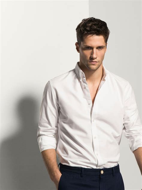 Slim Fit White Shirt With Elbow Patches Formal Men Outfit Stylish