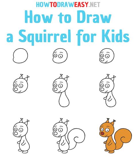 How To Draw A Squirrel For Kids Step By Step Drawing Lessons For Kids