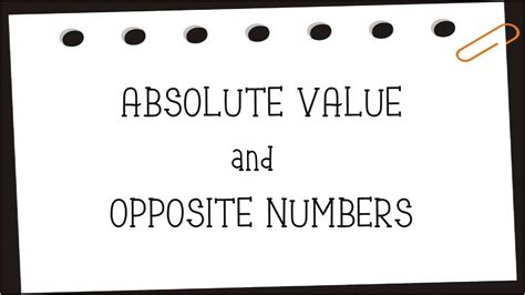 Absolute Value And Opposite Numbers YouTube