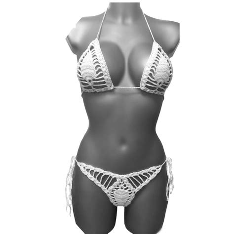 Buy Crochet Sexy See Through Micro Bikini Set Y Back Thong Bottom