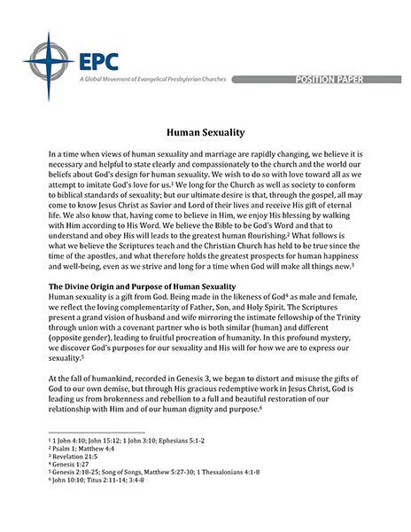 · margins must be set at 1 inch or 2.54 cm. Position Paper on Human Sexuality (PDF Download) - EPC ...