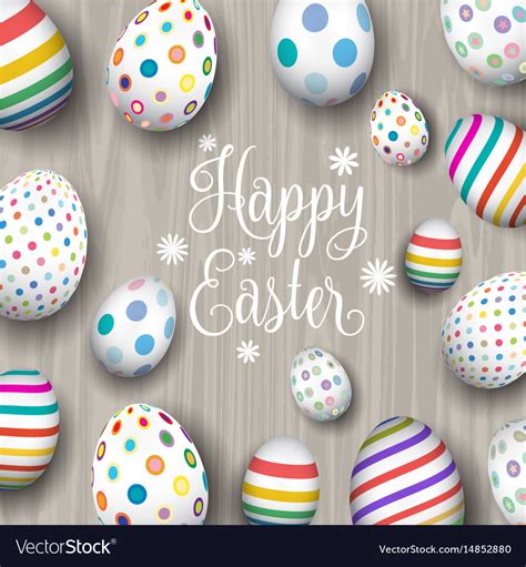 Easter Eggs On Wood Background Royalty Free Vector Image